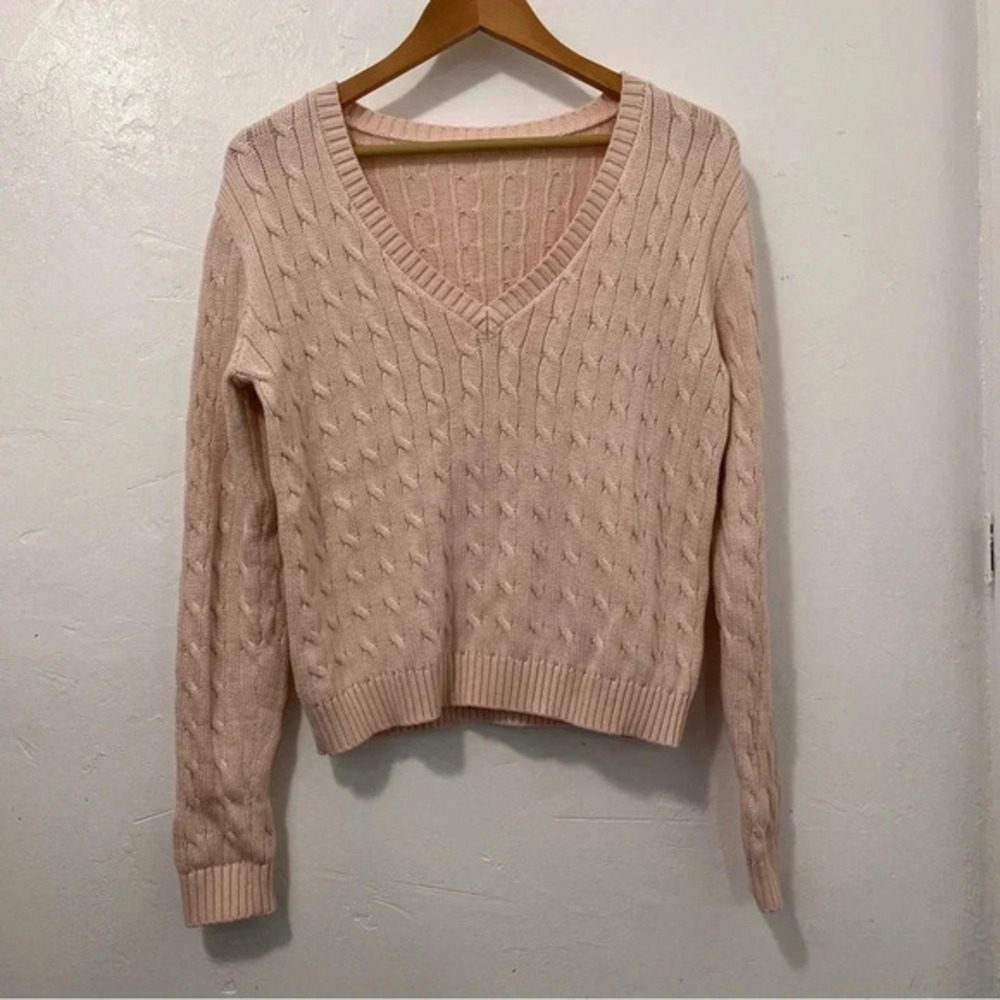 Brandy Melville Leigh Cable Knit Sweater loose stretchy fit Preppy Athleisure